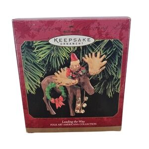 Hallmark Ornament Leading The Way Folk‎ Art Santa Moose Americana Vintage 1997